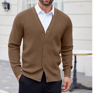 Coofandy Men's Soft Versatile Knit Cardigan | Brown | MEDIUM |